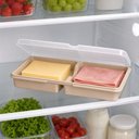Ver imagem 4 de Porta Frios Duplo Organizador Geladeira Multiuso Tampa Presunto Queijo Pote Alimentos Cozinha