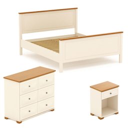 Conjunto Dormitório 1 Cama Queen 1 Mesa de Cabeceira 1 Cômoda Ananda CabeCasa MadeiraMadeira - 2