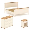 Ver imagem 2 de Conjunto Dormitório 1 Cama Queen 1 Mesa de Cabeceira 1 Cômoda Ananda CabeCasa MadeiraOriginals Bege/Imbuia/Offwhite