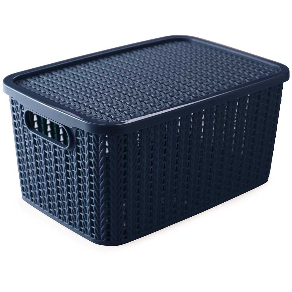 Conjunto 6 caixas organizadoras 2,8L Trama com tampa Azul - 2