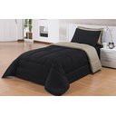 Ver imagem 1 de Kit Edredom Solteiro 4 Peças Pérola Preto/avelã