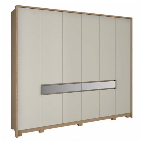 Guarda Roupa Casal Regência com 10 Portas e 8 Gavetas Móveis Rimo - Carvalho/Off White
