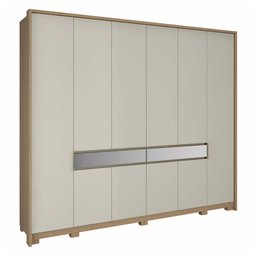 Guarda Roupa Casal Regência com 10 Portas e 8 Gavetas Móveis Rimo - Carvalho/off White - 1