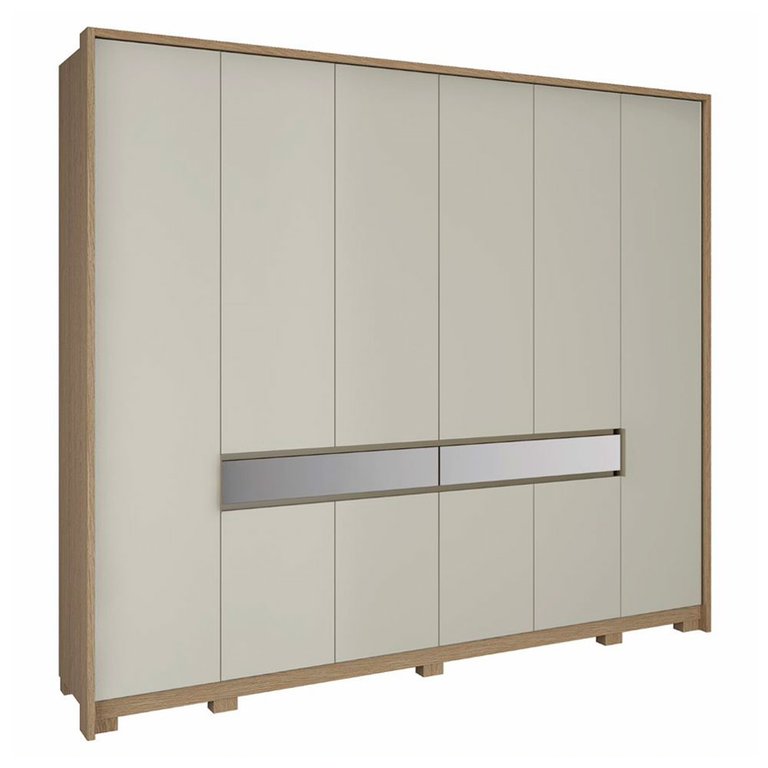 Guarda Roupa Casal Regência com 10 Portas e 8 Gavetas Móveis Rimo - Carvalho/off White