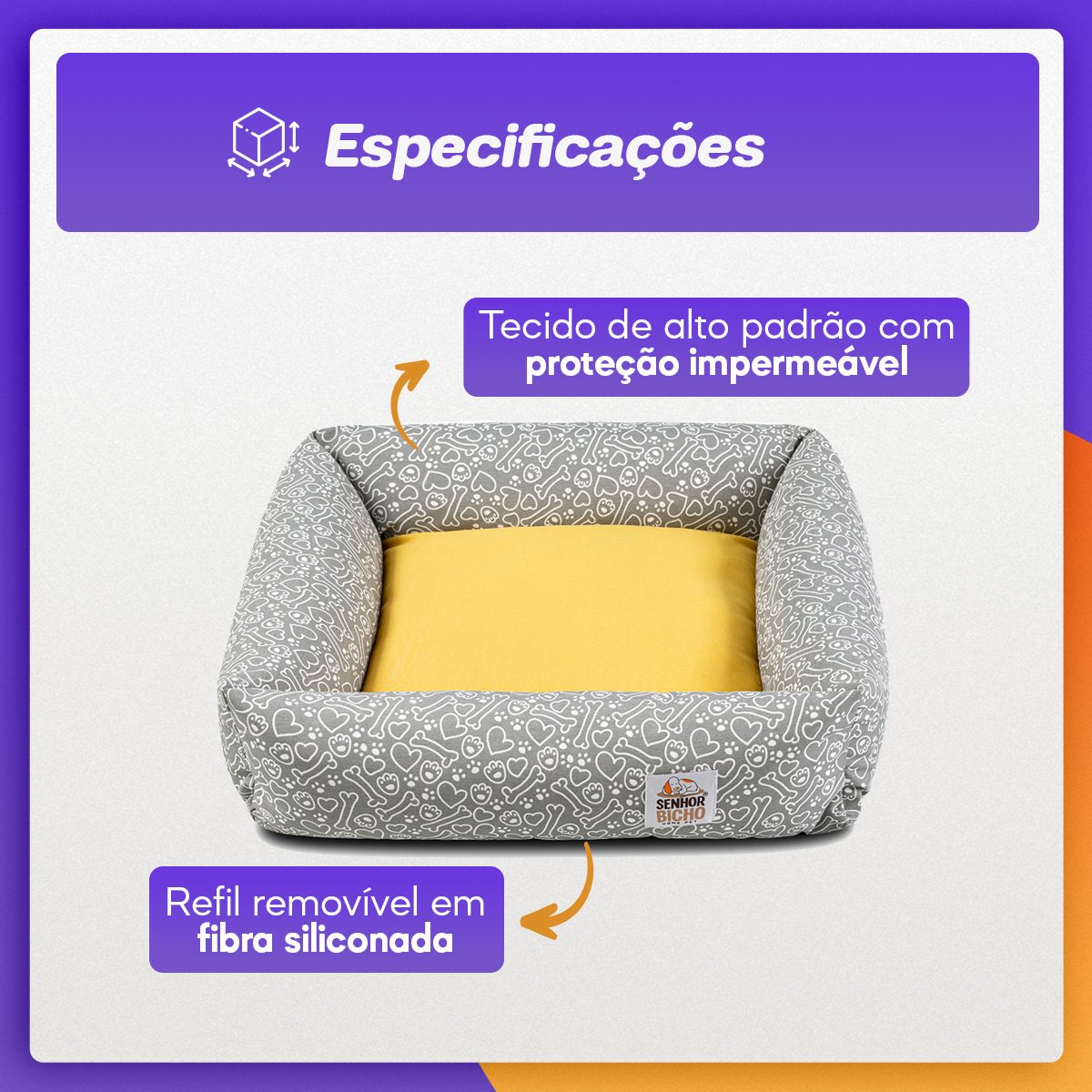 Cama de Cachorro Impermeável com Zíper Hanna 73x73 Pets - 7