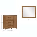 Ver imagem 3 de Conjunto Cômoda 5 Gavetas + Moldura com Espelho 100% Madeira Maciça - Linha Ouro Finestra Móveis