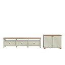 Ver imagem 2 de Conjunto de Sala Peças com Rack 2,10 e 1 Armário 2 Portas Ananda CabeCasa MadeiraOriginals Branco Off White/Mel