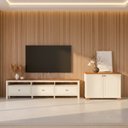 Ver imagem 1 de Conjunto de Sala Peças com Rack 2,10 e 1 Armário 2 Portas Ananda CabeCasa MadeiraOriginals Branco Off White/Mel