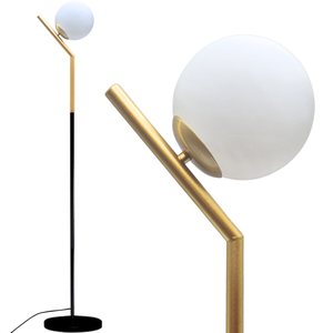 Luminária Piso Chão 164cm Jabuticaba Globo Vidro 15cm Poste Coluna Gimpo Kjtd-707-gold-preto