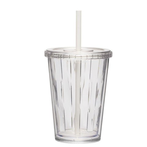 Copo Duplo Multiuso 670ml com Tampa Canudo Liso Cor: Transparente