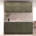 Ver imagem 1 de Cozinha Compacta Modulada 7 Portas 3 Gavetas 100% MDF Sevilha Verde/Hill