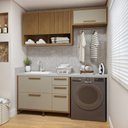 Ver imagem 1 de Lavanderia Modulada 2 Armários Aéreos e Balcão Torino Bege/Cinamomo/Off White