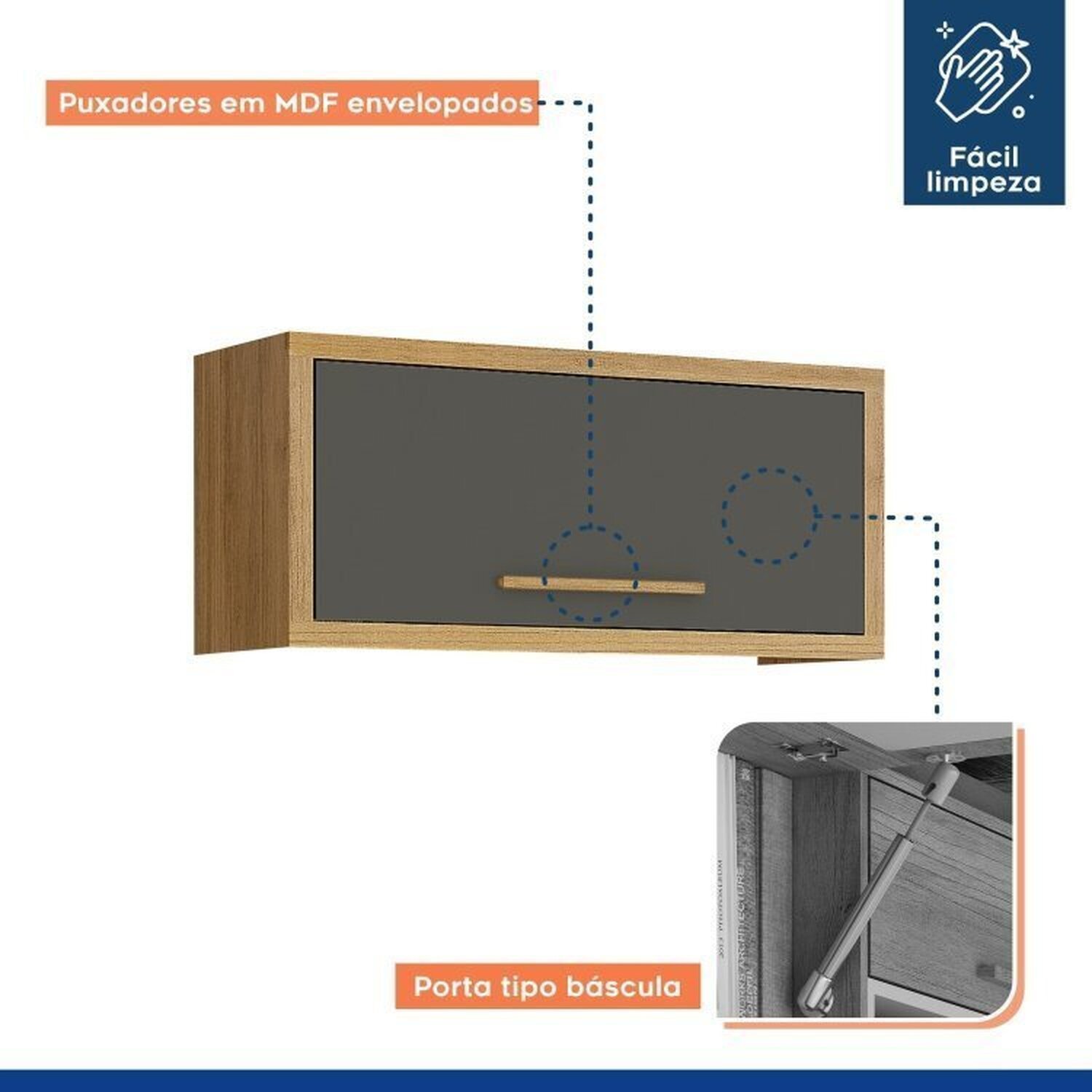 Lavanderia Modulada 2 Armários Aéreos e Balcão Torino - 14