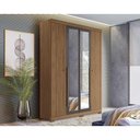 Ver imagem 1 de Guarda Roupa Solteiro 4 Portas e 2 Gavetas C/ Espelho e Pés Buriti Jatoba/grafitte - Santos Andirá