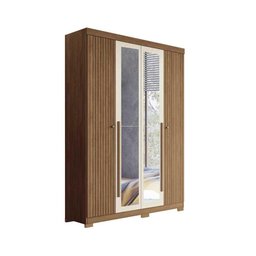 Guarda Roupa Solteiro 4 Portas e 2 Gavetas C/ Espelho e Pés Buriti Jatoba/grafitte - Santos Andirá - 4