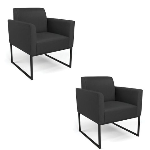 Kit 2 Poltronas Base Industrial Preto Marisa Corino D03 - D\'rossi Cor Preto