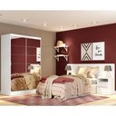 Ver imagem 1 de Quarto Completo com Guarda Roupa Luke e Cabeceira com 2 Mesas Laterais Madesa - Branco