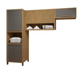Lavanderia Modulada Armário Multiúso e 2 Armários Aéreos Torino - 2