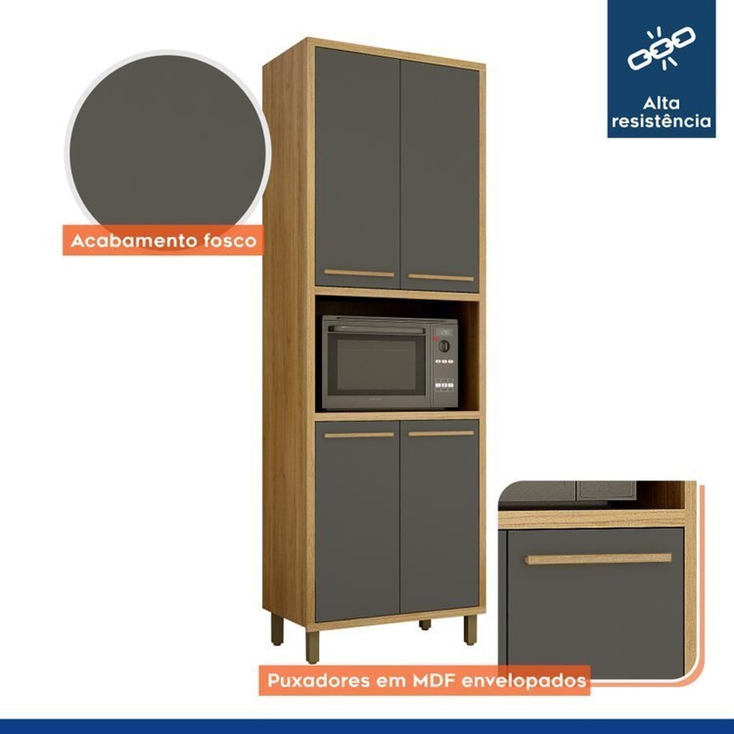 Lavanderia Modulada Armário Multiúso e 2 Armários Aéreos Torino - 6