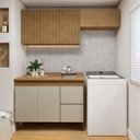 Ver imagem 1 de Lavanderia Modulada 2 Armários Aéreos e Balcão 120cm Dakota Bege/Cinamomo/Off White