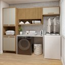 Ver imagem 1 de Lavanderia Modulada Armário Multiuso e 2 Armários Aéreos Torino Bege/Cinamomo/Off White