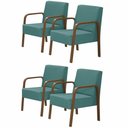 Ver imagem 1 de Kit 4 Poltronas 1 Lugar Jade Braço Madeira D Salla Turquesa