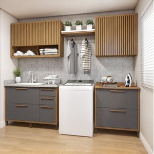 Lavanderia Modulada 2 Armários Aéreos e 2 Balcões Torino 