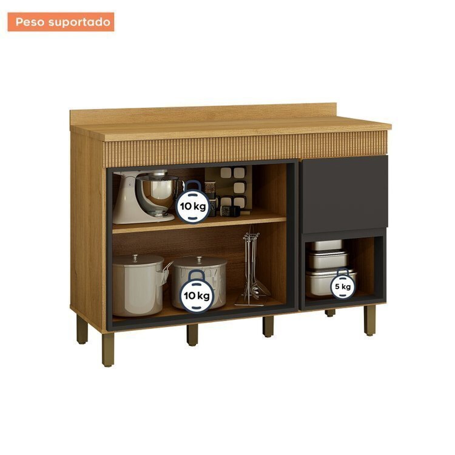 Lavanderia Modulada 2 Armários Aéreos e Balcão 120cm Dakota - 18