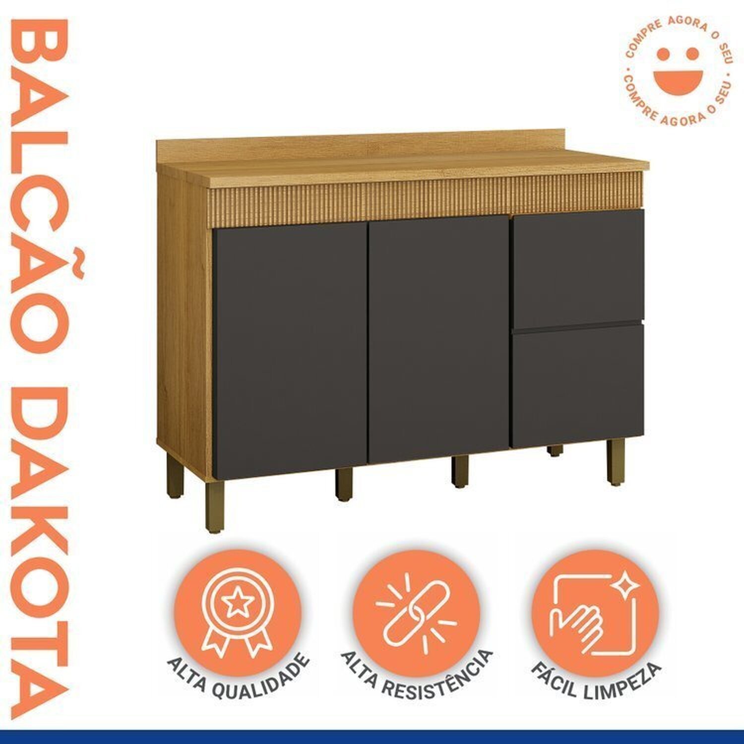 Lavanderia Modulada 2 Armários Aéreos e Balcão 120cm Dakota - 13