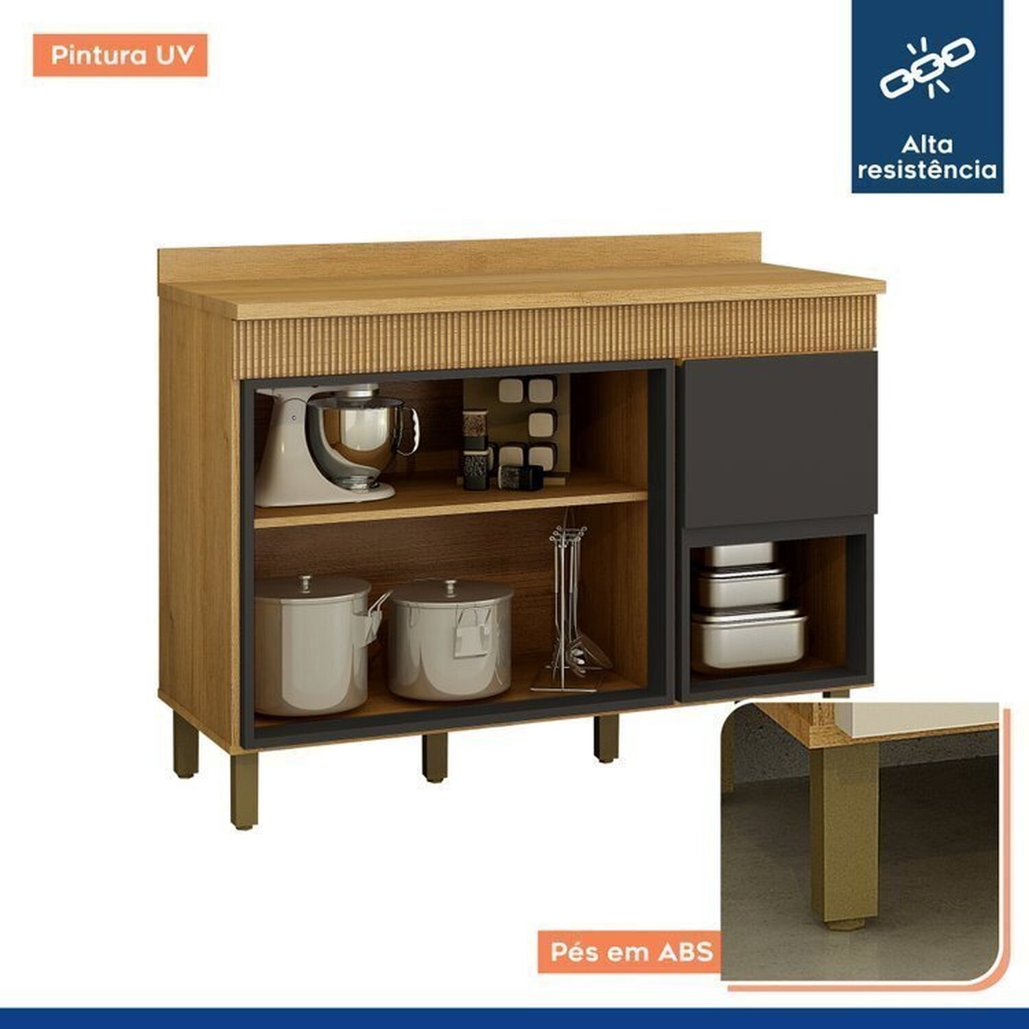 Lavanderia Modulada 2 Armários Aéreos e Balcão 120cm Dakota - 16