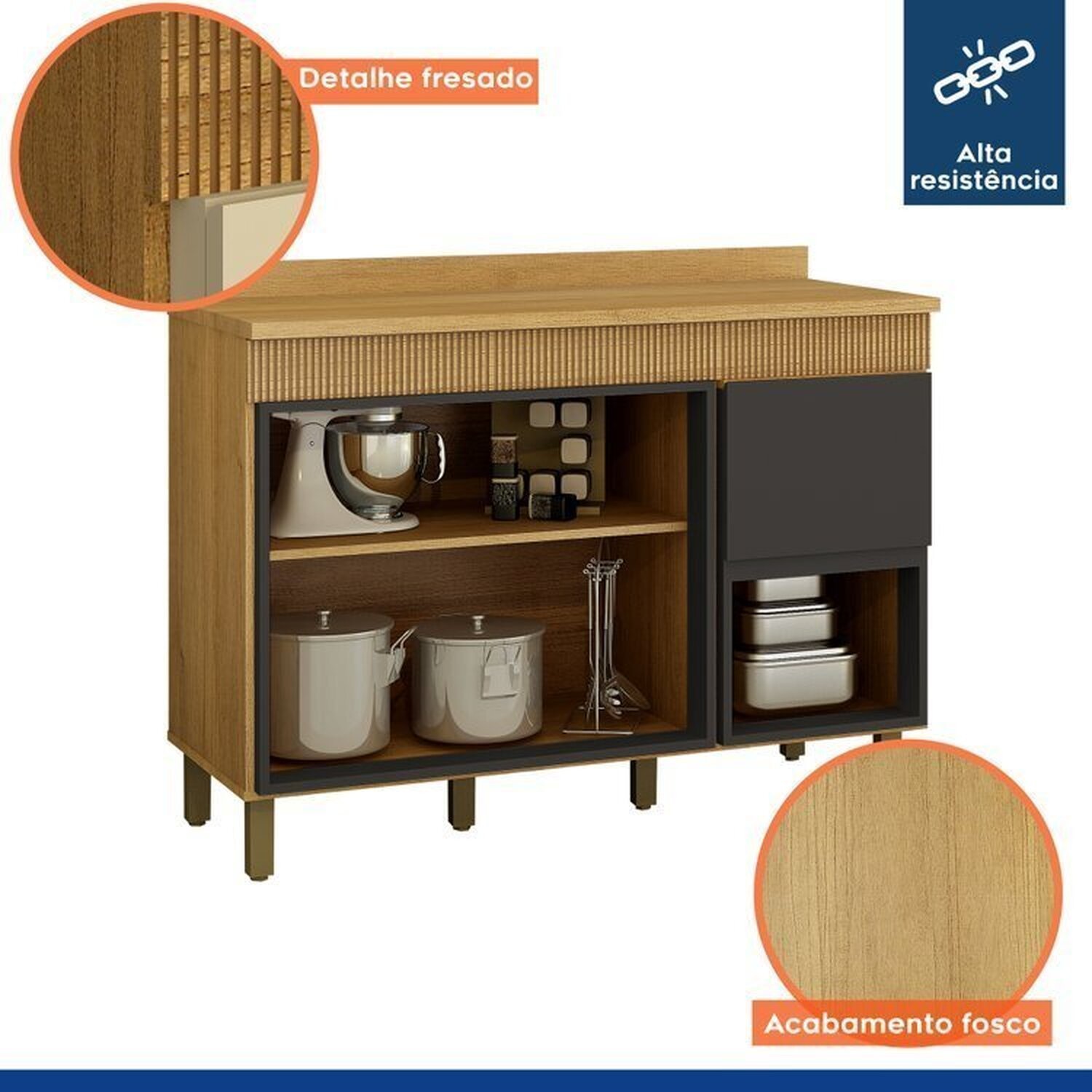 Lavanderia Modulada 2 Armários Aéreos e Balcão 120cm Dakota - 15