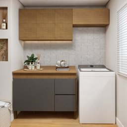 Lavanderia Modulada 2 Armários Aéreos e Balcão 120cm Dakota - 1