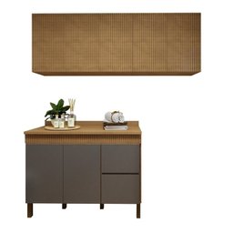Lavanderia Modulada Balcão e 2 Armários Aéreos com Portas Frisado Dakota - 2