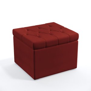 Puff Quasar / com Capitonê / A-020 Couro Artificial Vermelho