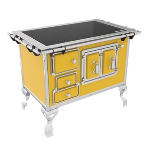 Fogão a Lenha Venâncio Tradicional Nº2 Vitroceramico Amarelo Saída Direito Porta Dupla 47360