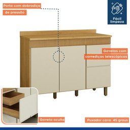 Lavanderia Modulada Balcão e 2 Armários Aéreos com Portas Frisado Dakota - 14