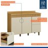 Lavanderia Modulada Balcão e 2 Armários Aéreos com Portas Frisado Dakota - 14