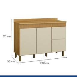 Lavanderia Modulada Balcão e 2 Armários Aéreos com Portas Frisado Dakota - 17