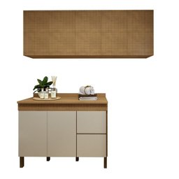 Lavanderia Modulada Balcão e 2 Armários Aéreos com Portas Frisado Dakota - 2