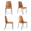 Ver imagem 2 de Kit 4 Cadeiras Estofadas Lucy Aço Carbono Couro Pu Caramelo