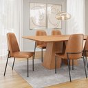 Ver imagem 1 de Kit 4 Cadeiras Estofadas Lucy Aço Carbono Couro Pu Caramelo