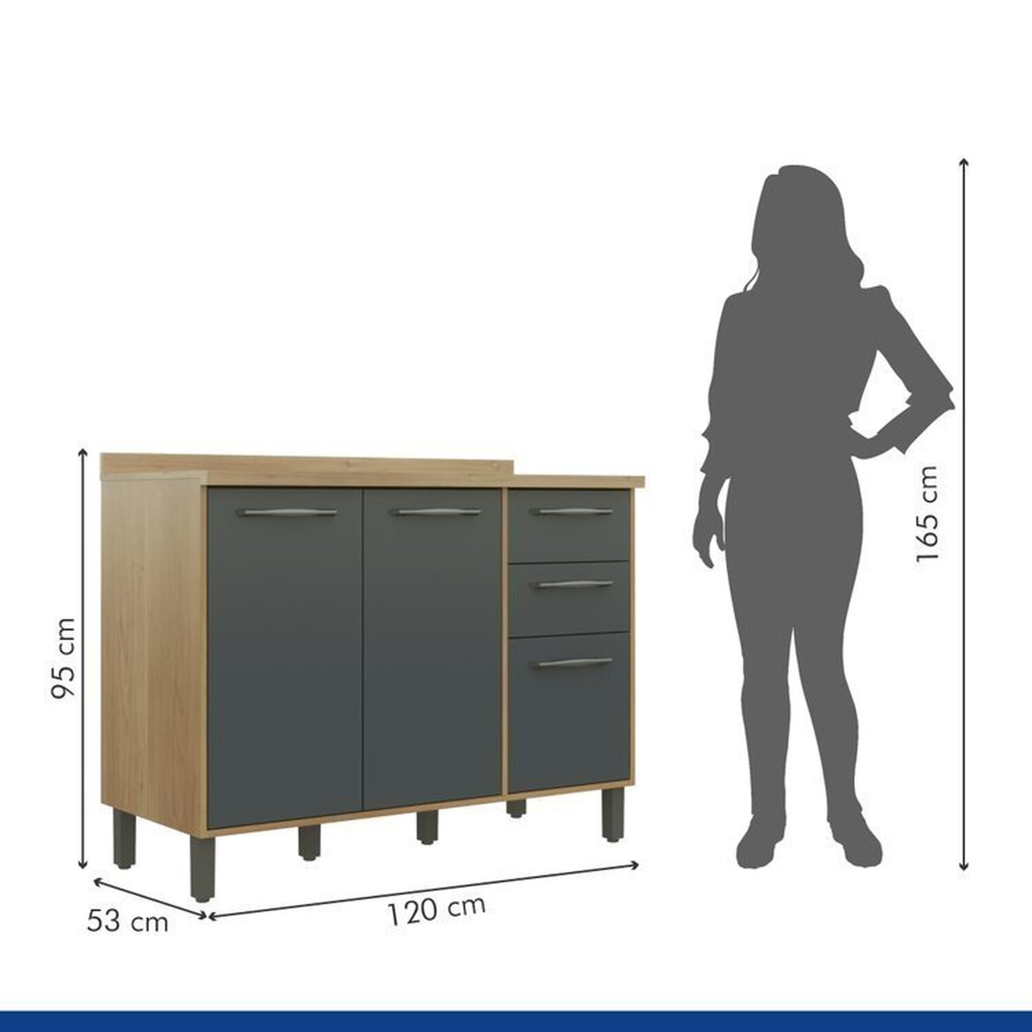 Lavanderia Modulada Armário Multiuso, 1 Balcão 3 Portas e Armário Aéreo Áustria - 9