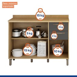 Lavanderia Modulada Armário Multiuso, 1 Balcão 3 Portas e Armário Aéreo Áustria - 8 Lavanderia Modulada Armário Multiuso, 1 Balcão 3 Portas e Armário Aéreo Áustria - 8