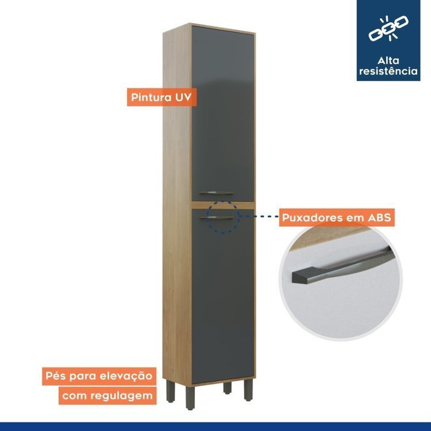 Lavanderia Modulada Armário Multiuso, 1 Balcão 3 Portas e Armário Aéreo Áustria - 14