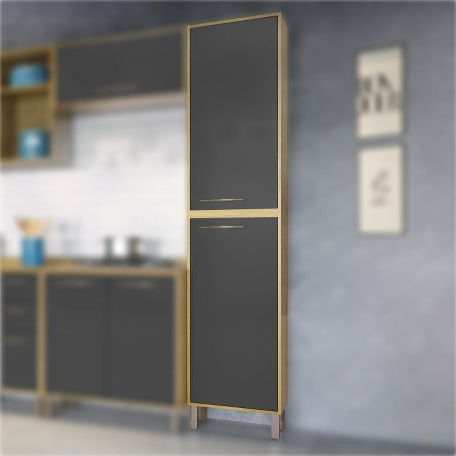 Lavanderia Modulada Armário Multiuso, 1 Balcão 3 Portas e Armário Aéreo Áustria - 12