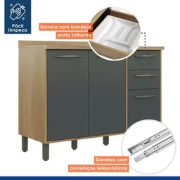 Lavanderia Modulada Armário Multiuso, 1 Balcão 3 Portas e Armário Aéreo Áustria - 7 Lavanderia Modulada Armário Multiuso, 1 Balcão 3 Portas e Armário Aéreo Áustria - 7