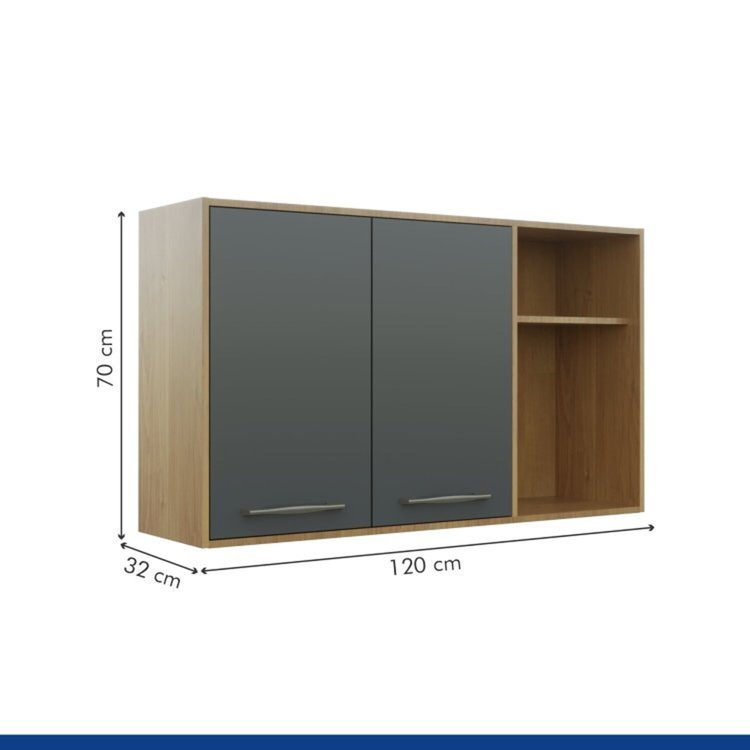 Lavanderia Modulada Armário Multiuso, 1 Balcão 3 Portas e Armário Aéreo Áustria - 19