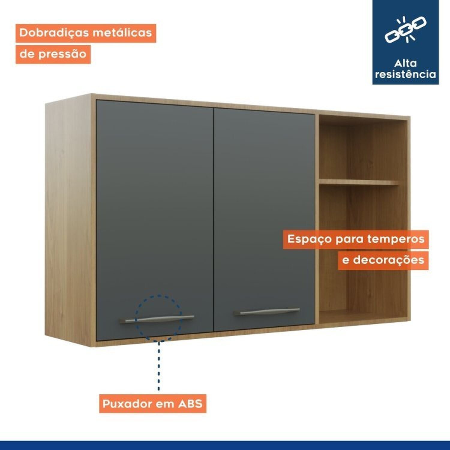Lavanderia Modulada Armário Multiuso, 1 Balcão 3 Portas e Armário Aéreo Áustria - 17