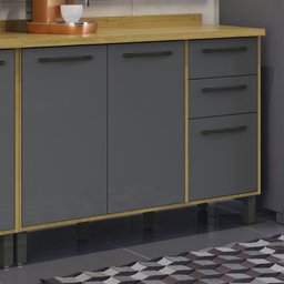 Lavanderia Modulada Armário Multiuso, 1 Balcão 3 Portas e Armário Aéreo Áustria - 3