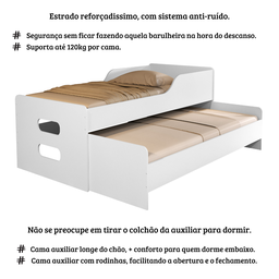 Bicama Bibox + Auxiliar c/ Estrado Reforçado cor: Branco - 2